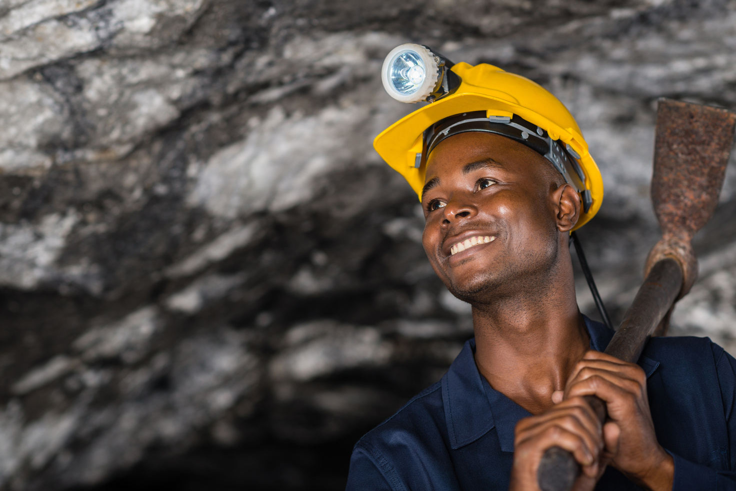 Happy worker at a mine
