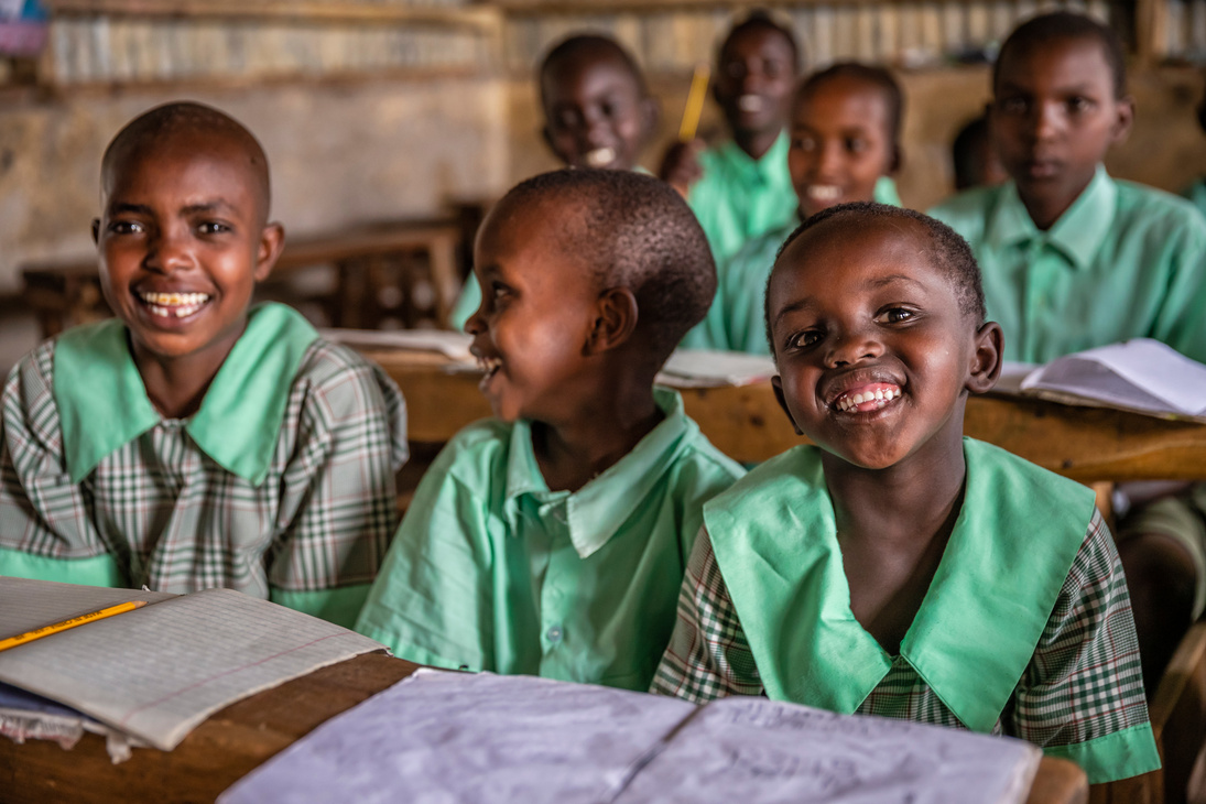School children in a school near Masai Mara Game Reserve in Kenya