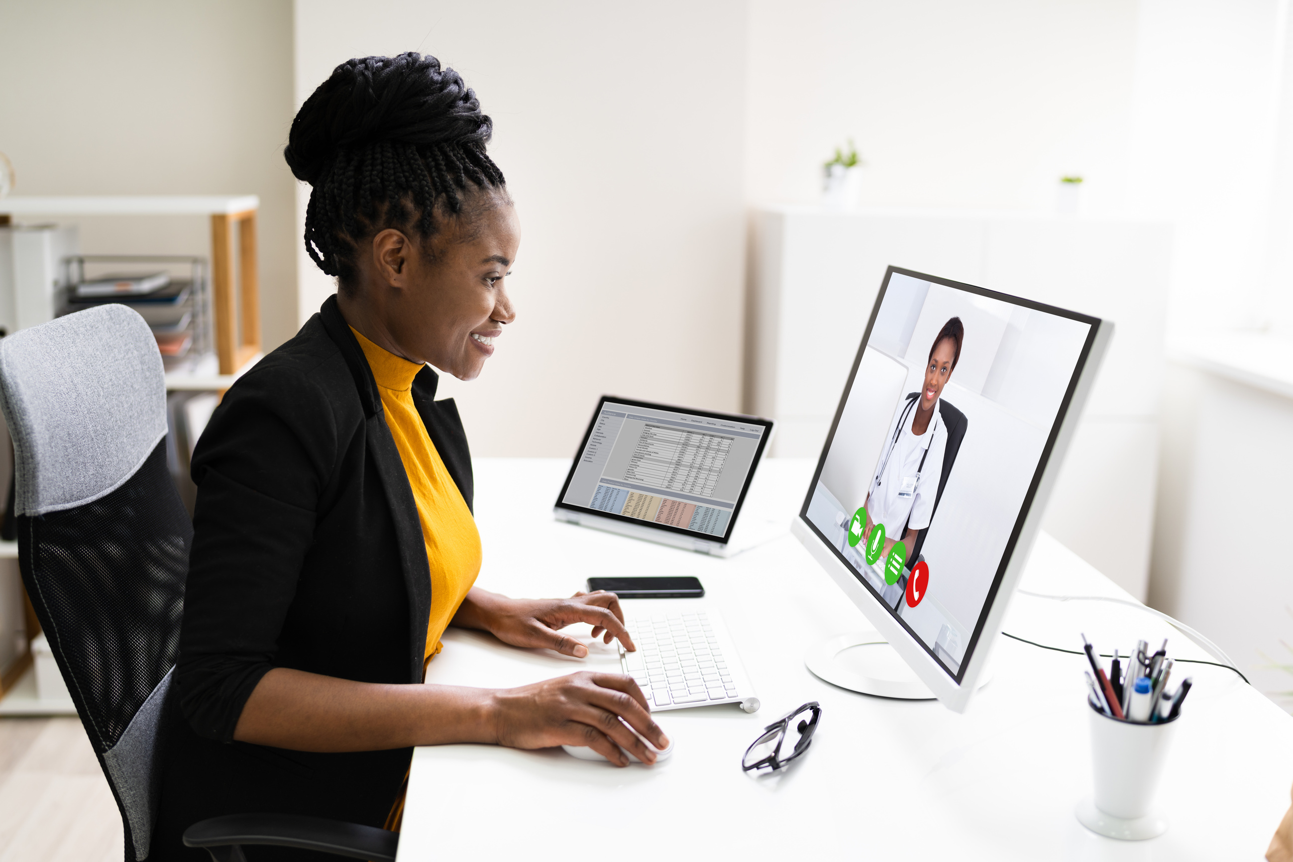 Woman Having Video Conference Web Call