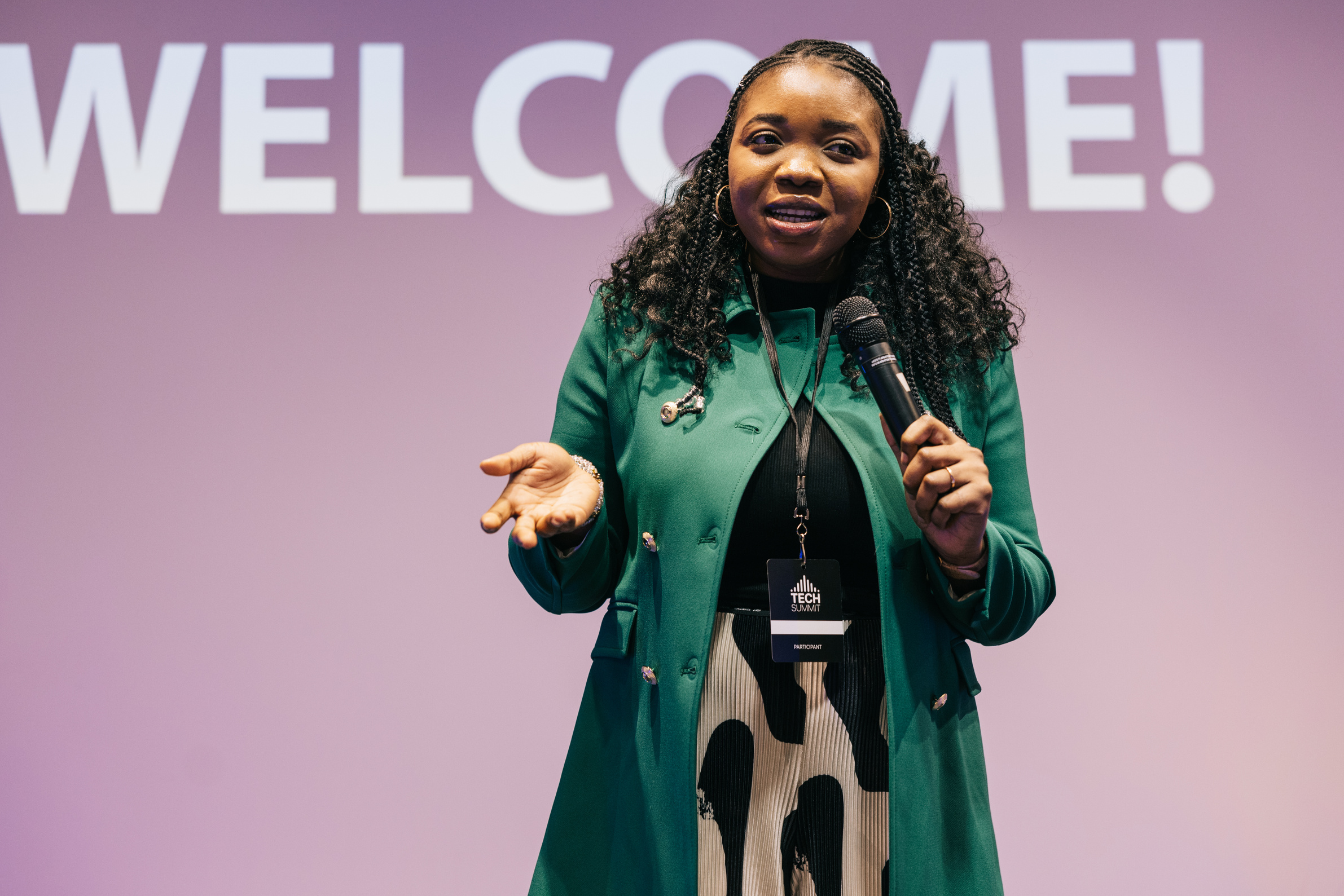 African businesswoman speaking at start up business conference