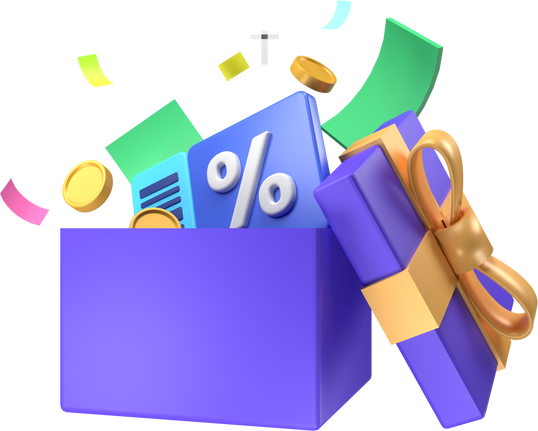 Voucher discount promotion 3D illustration